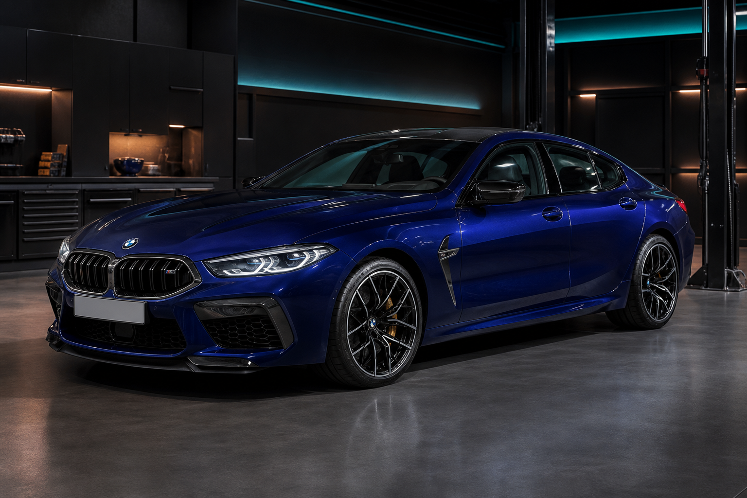 Representative BMW M8 Gran Coupe in an independent service setting