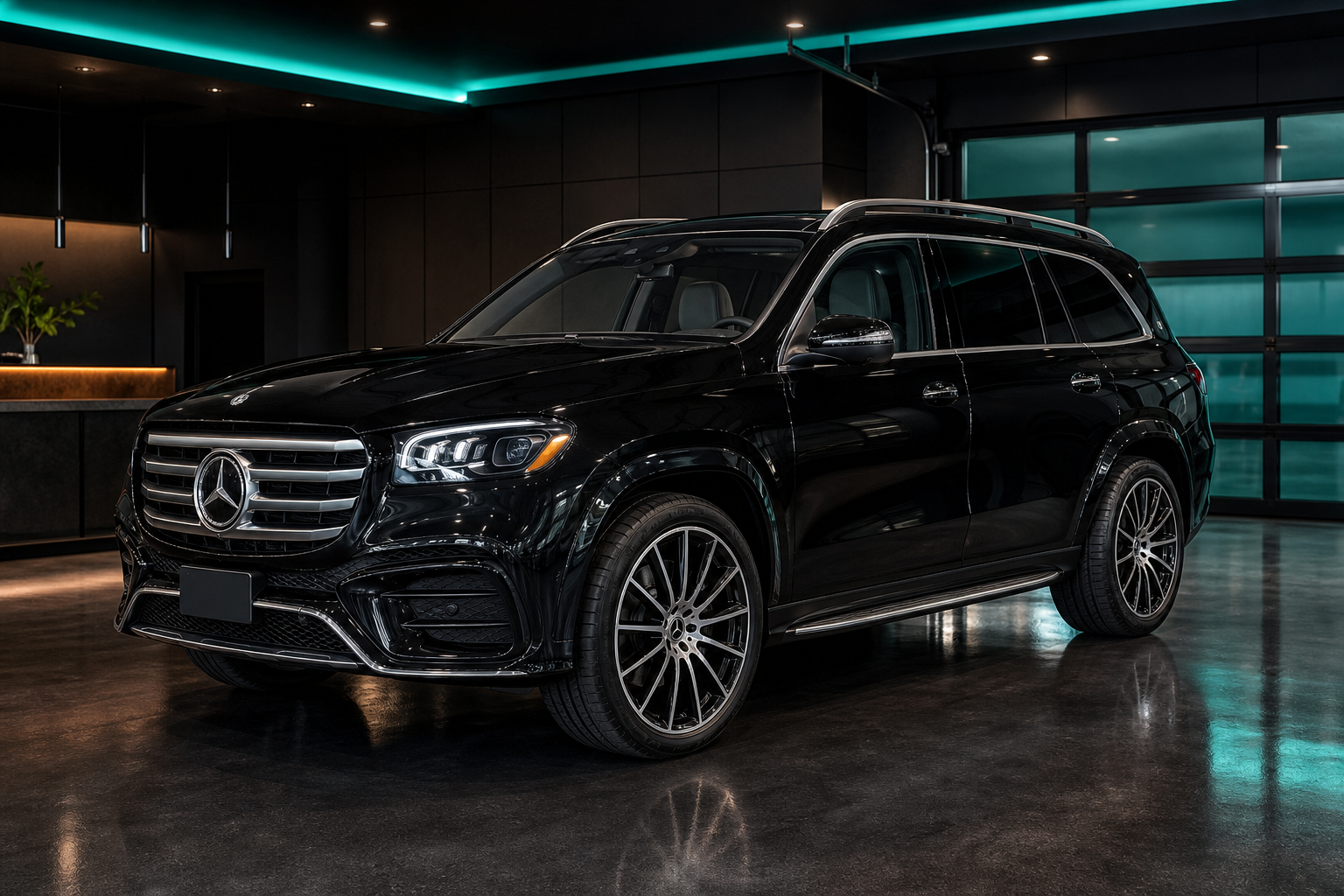 Representative Mercedes-Benz GLS 580 SUV in an independent service setting